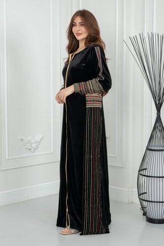 جلابيه مخمل ثراثي بشت بسحاب