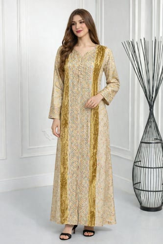 جلابيه كويتي خطين مخمل