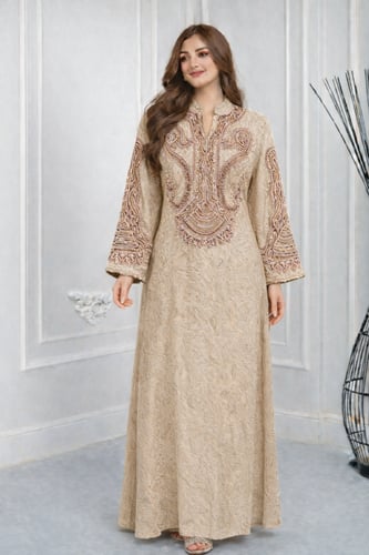 جلابيه كويتي نيوم لاين مطرز 4