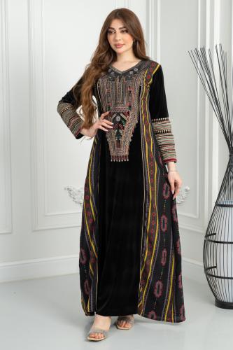 جلابيه مخمل تراثي ريتا مشجر3