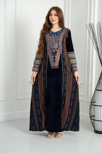 جلابيه مخمل تراثي ريتا مشجر 4