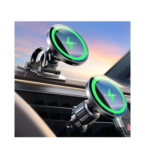 شاحن سيارة لاسلكي LISEN مع دعم MagSafe – تثبيت مغن...