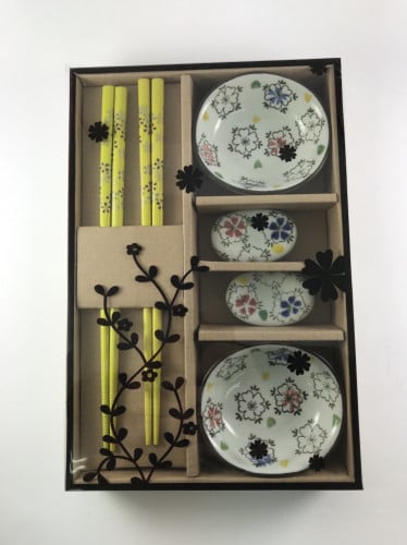 طقم اعواد صينية مصنوع بالخيزران الطبيعي اللون اصفر