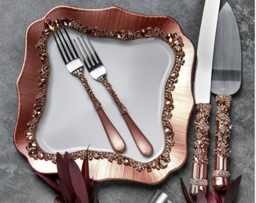 طقم عرسان مكون من 12 قطعة مرصع ب كريستال شوارفسكي