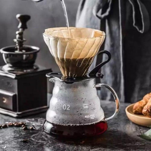 قمع تقطير V60 مع قاعدة بلاستيكية