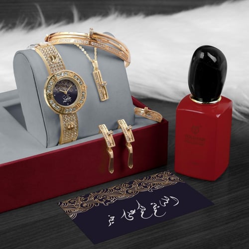 فخامة التمييز والإهداء طقم ساعة نسائية عصرية مع مج...