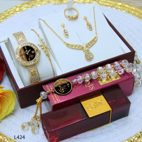 فخامة التمييز والإهداء طقم ساعة نسائية عصرية مع مج...