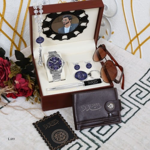 طقم هدية ساعة رجالية بالاسم