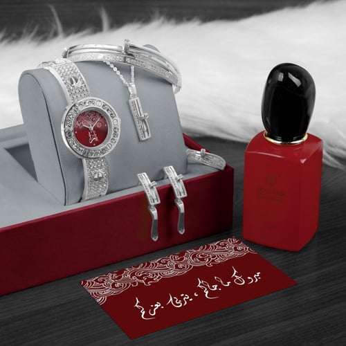 فخامة التمييز والإهداء طقم ساعة نسائية عصرية مع مج...