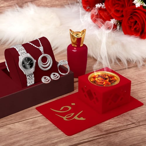 فخامة التمييز والإهداء طقم ساعة نسائية عصرية مع مج...