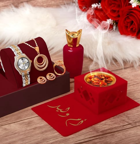 فخامة التمييز والإهداء طقم ساعة نسائية عصرية مع مج...