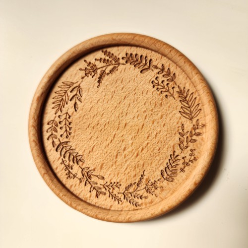 قاعدة أكواب خشبية - Floral Wreath