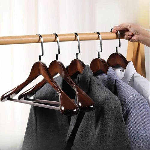 1 حبه علاق ملابس خشب بني كتف عريض