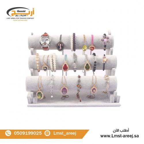 استاند اكسسوارات 3 دور مخمل رصاصي