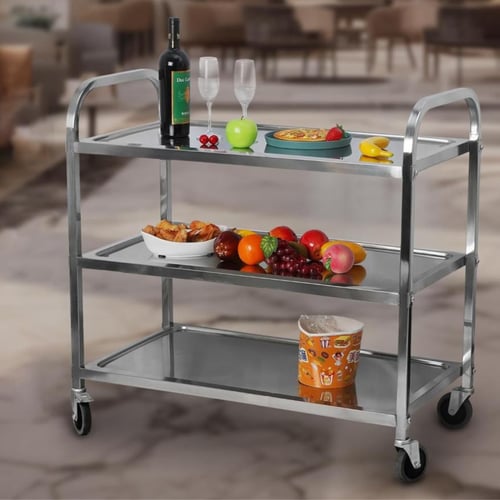 عربه تقديم طعام استيل فضي