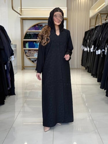 كولكشن العيد | عباية عتاب بقماش شاكيرا مع كريب بشك