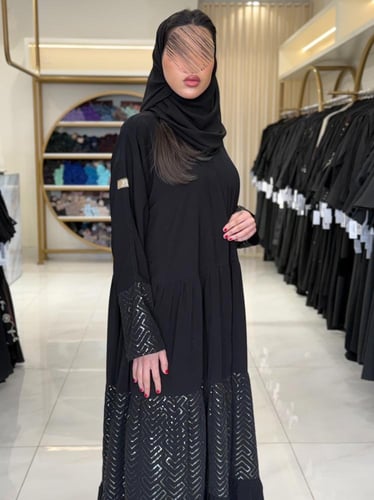 كولكشن العيد | عباية سوزان بقماش كريب ملكي طبقات ش...