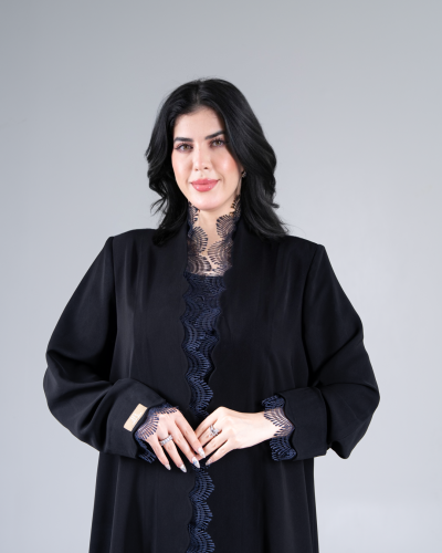 عباية نسليهان بقماش كريب رموش بكلفه كحلي