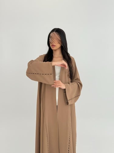 عباية نوريه بقماش كريب انترنت بارد بتخريم كمبيوتر...