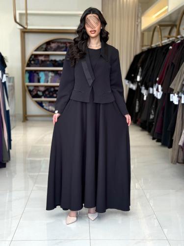 بليزر | أبرار بقماش كريب باربي تركي اسود(طقم قطعتي...