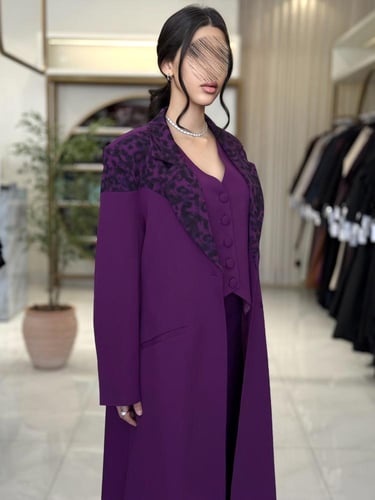 عباية إيليف بقماش كربب باربي تركي موف ( طقم ثلاث ق...