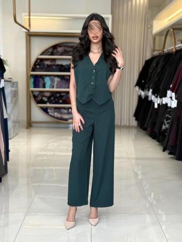 بليزر | عباية اسرار بقماش كريب باربي تركي اخضر( طق...