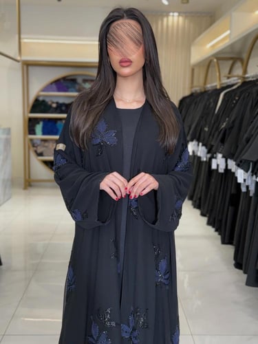 كولكشن العيد | عباية حنان بقماش شيفون مبطن مزين بش...
