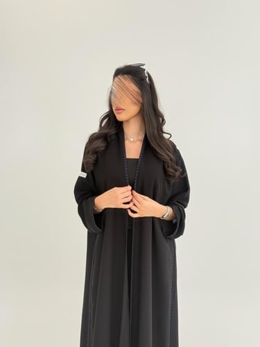 عباية امثال بقماش انترنت كويتي بتطريز كحلي