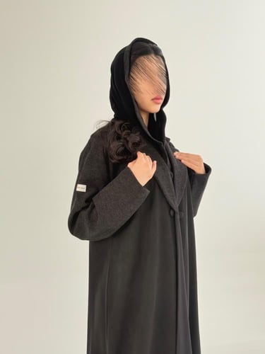 عباية يسرى بقماش جوخ مع شامواه شتوي اسود