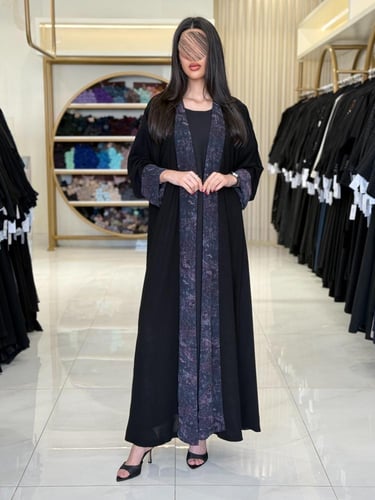 عباية زوينه بقماش شيفون دبل فيس ملون موف