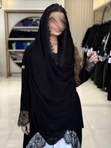 كولكشن العيد |عباية نور بقماش كريب ملكي تدخيلات كر...