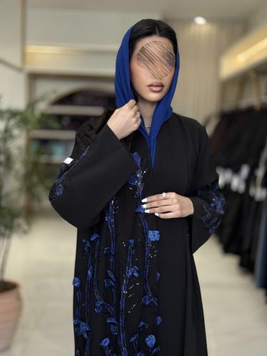عباية صولا بقماش كريب ايطالي بشك كحلي