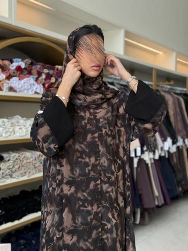 عباية خوخا بقماش شيفون برسم مبطن 3