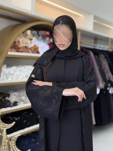 عباية جاز بقماش كريب الاناقة تدخيلات كريب مطبع 3