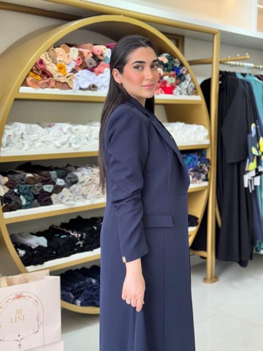 عباية عنقاء | بليزر طقم تركي ثلاث قطع كحلي