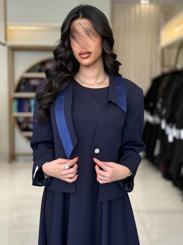 بليزر | أبرار بقماش كريب باربي تركي كحلي (طقم قطعت...