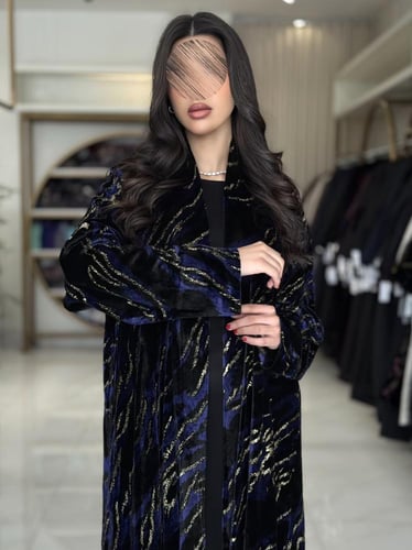 كولكشن العيد | عباية زينه بقماش شيفون مخمل بلمعه ك...