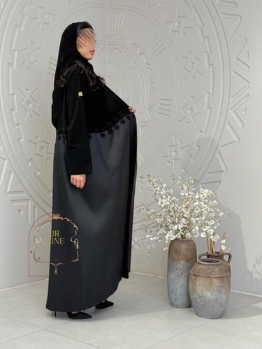 عباية تولين بقماش كريب الابداع تدخيلات تفته