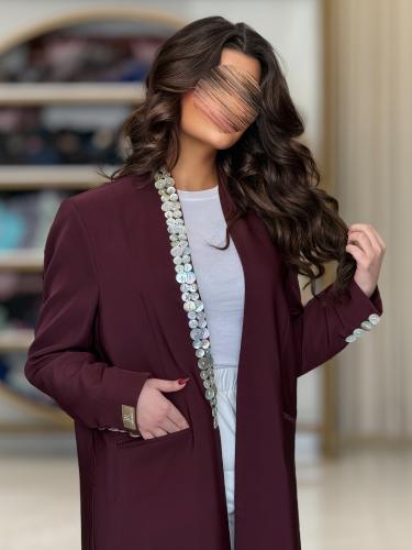 بليزر | عباية اسماء بقماش كريب باربي مزين بصدف برغ...