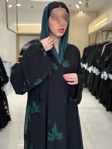 كولكشن العيد | عباية حنان بقماش شيفون مبطن مزين بش...