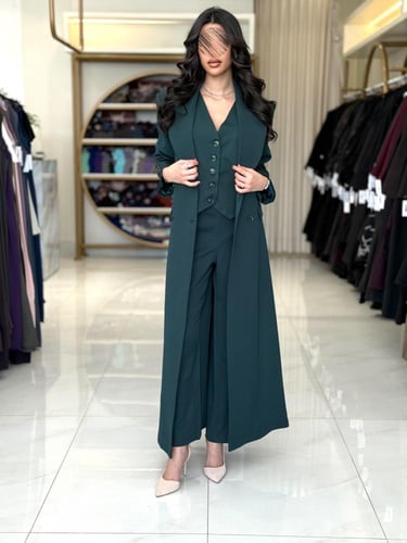 بليزر | عباية اسرار بقماش كريب باربي تركي اخضر( طق...