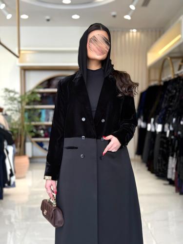 بليزر | عباية ملاذ بقماش مخمل كوري تدخيلات كريب اي...