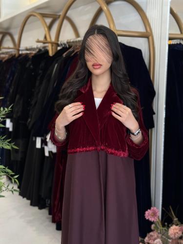 عباية محاسن بقماش مخمل كوري تدخيلات كريب الاناقه ب...