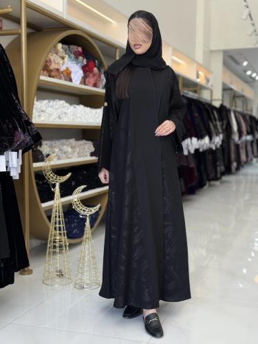 عباية جاز بقماش كريب الاناقة تدخيلات كريب مطبع 3