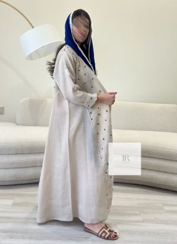 جديد الصيف | لنن بارد بتطريز - بيج غامق