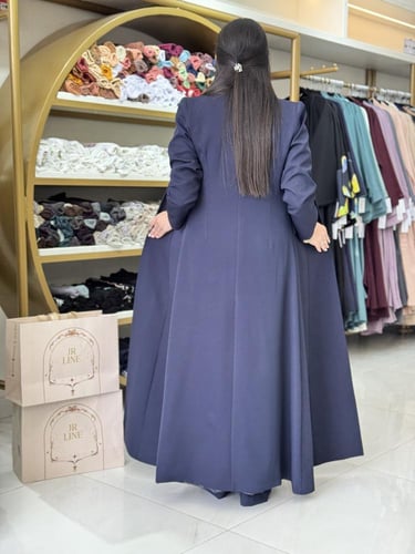 عباية عنقاء | بليزر طقم تركي ثلاث قطع كحلي