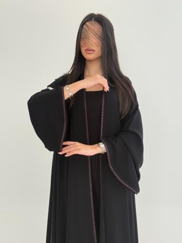 عباية سلطانه بقماش انترنت كويتي بتطريز ناعم موف