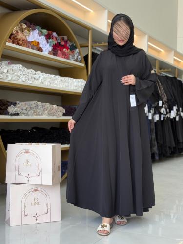 عباية جيلا بقماش كريب ارماني اسود بلمعه
