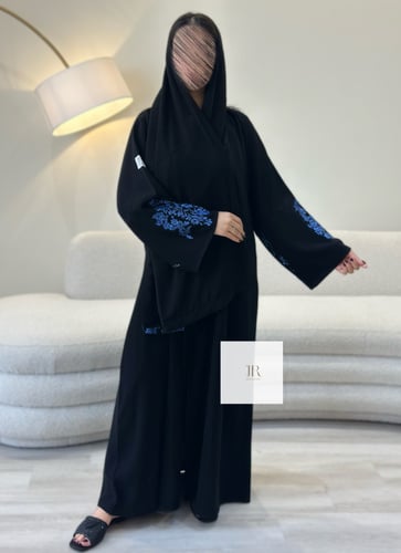 عباية الكوبرا ناعم تطريز بالكم - سماوي