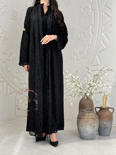 عباية دلال بقماش دانتل مبطن اسود